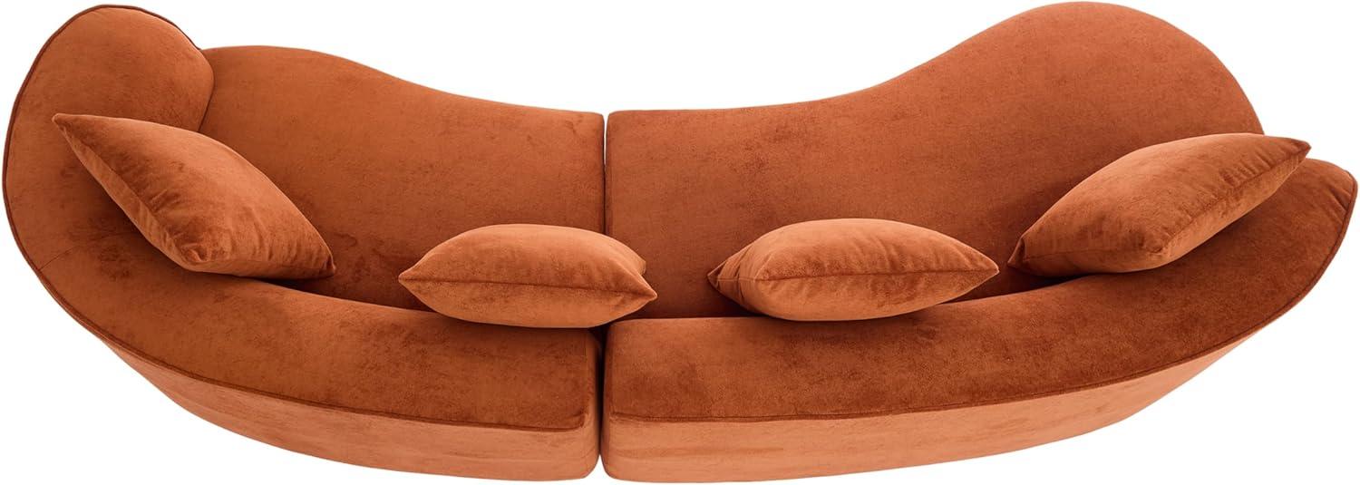 image:imageChristopher Knight Home Braebt 126 Comfy Upholstered Cloud Couch 5Seater Sofa Couches Curved Modular Sectional Sofa with 4 Throw Pillows for Living Room Study No Assembly Required AlmondDark Orange