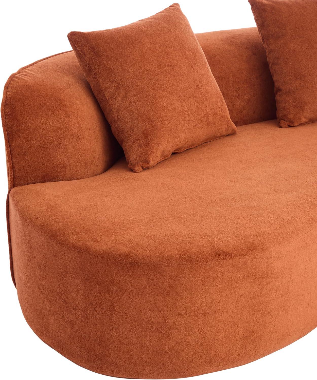 image:imageChristopher Knight Home Braebt 126 Comfy Upholstered Cloud Couch 5Seater Sofa Couches Curved Modular Sectional Sofa with 4 Throw Pillows for Living Room Study No Assembly Required AlmondDark Orange