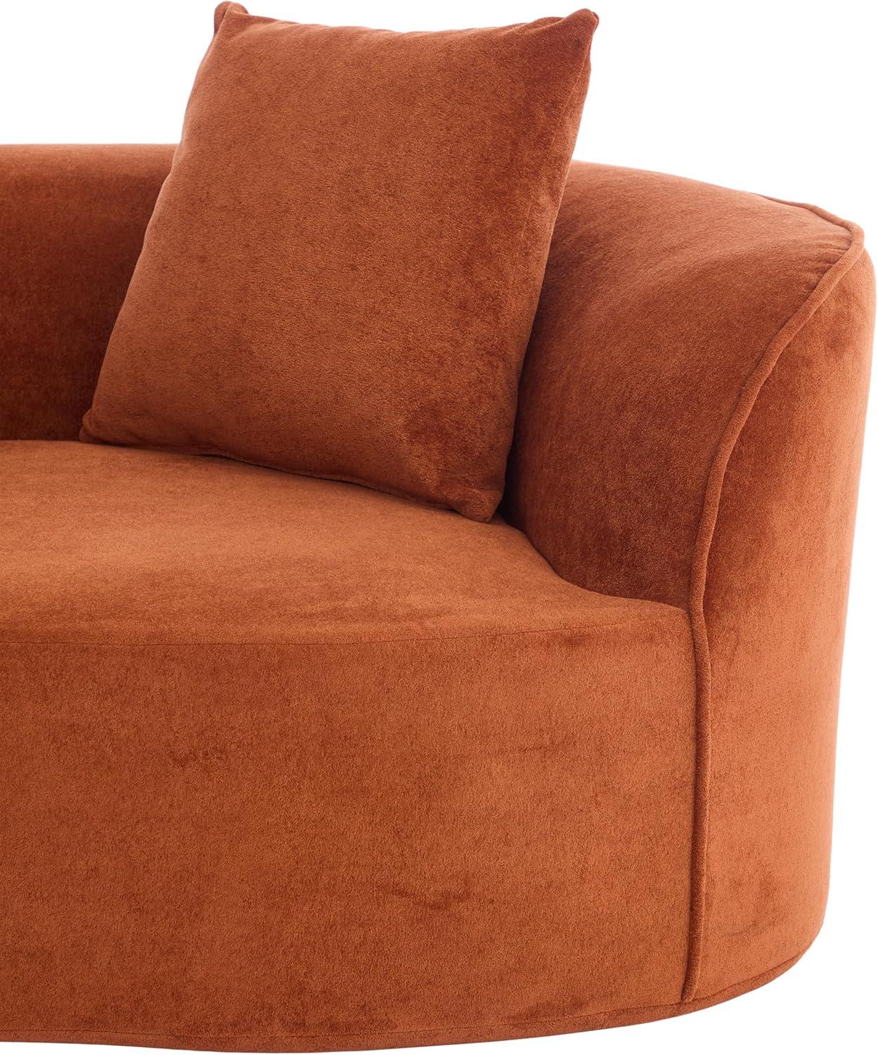 image:imageChristopher Knight Home Braebt 126 Comfy Upholstered Cloud Couch 5Seater Sofa Couches Curved Modular Sectional Sofa with 4 Throw Pillows for Living Room Study No Assembly Required AlmondDark Orange