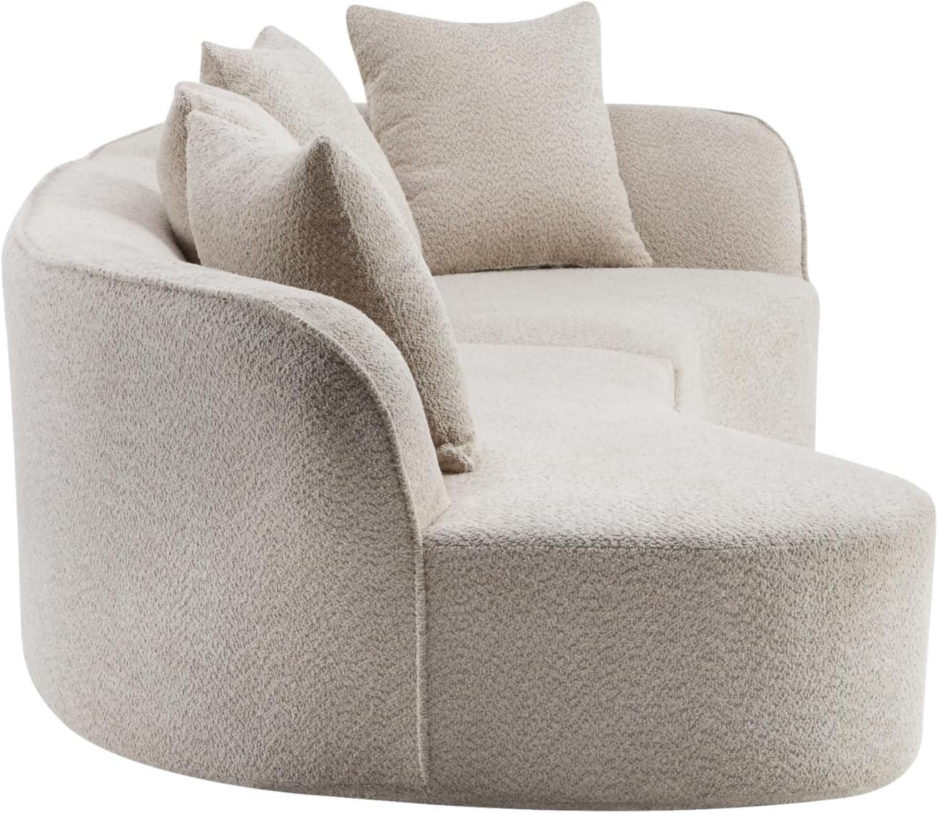 image:imageChristopher Knight Home Braebt 126 Comfy Upholstered Cloud Couch 5Seater Sofa Couches Curved Modular Sectional Sofa with 4 Throw Pillows for Living Room Study No Assembly Required AlmondAlmond
