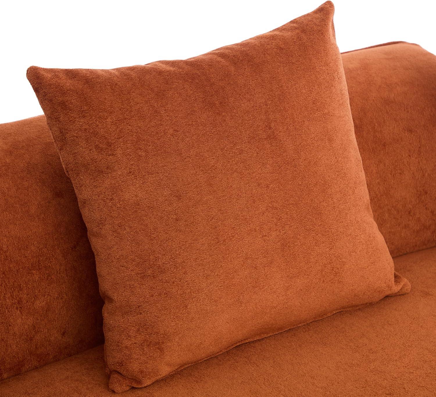 image:imageChristopher Knight Home Braebt 126 Comfy Upholstered Cloud Couch 5Seater Sofa Couches Curved Modular Sectional Sofa with 4 Throw Pillows for Living Room Study No Assembly Required AlmondDark Orange