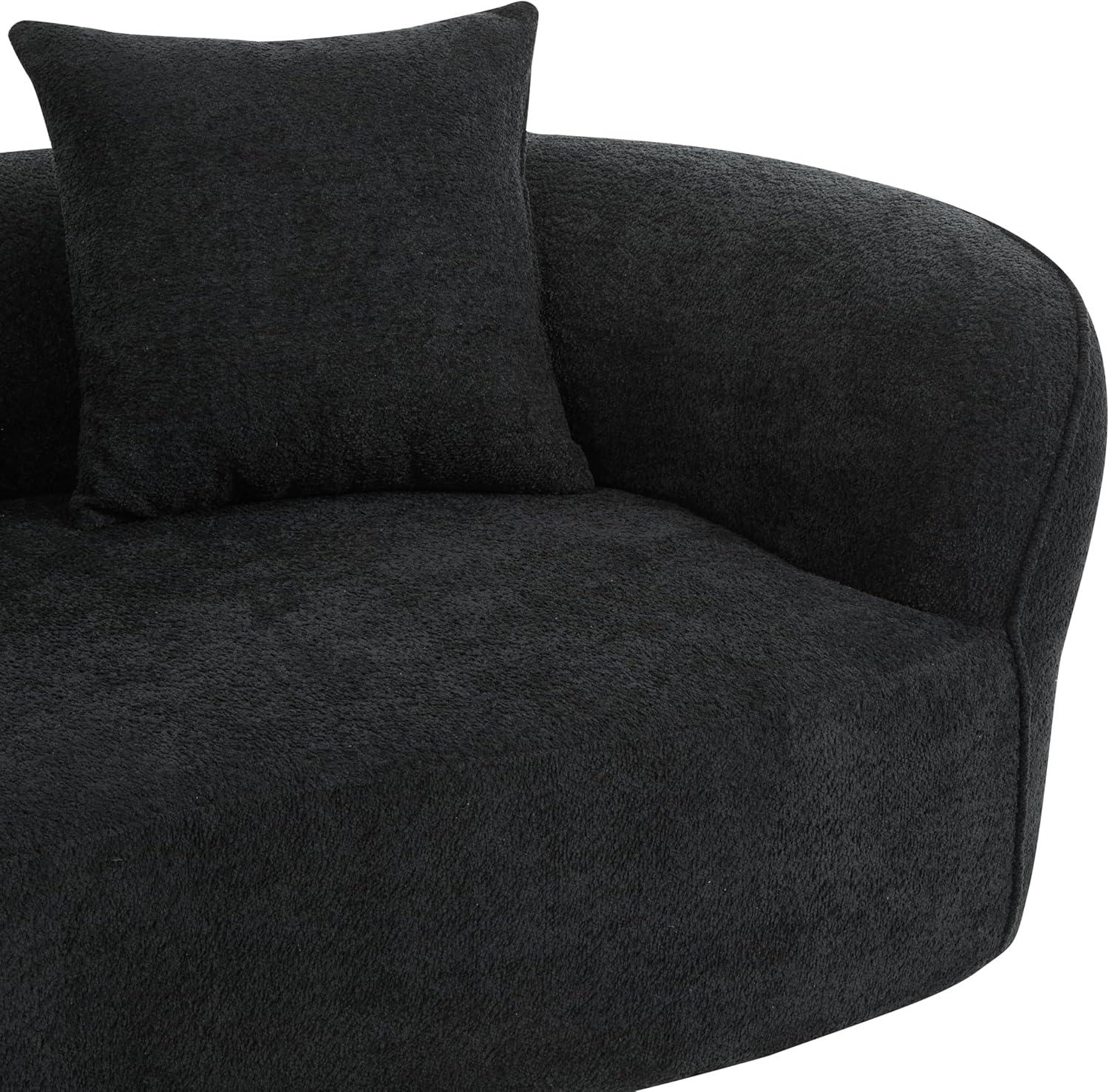 image:imageChristopher Knight Home Braebt 126 Comfy Upholstered Cloud Couch 5Seater Sofa Couches Curved Modular Sectional Sofa with 4 Throw Pillows for Living Room Study No Assembly Required AlmondBlack