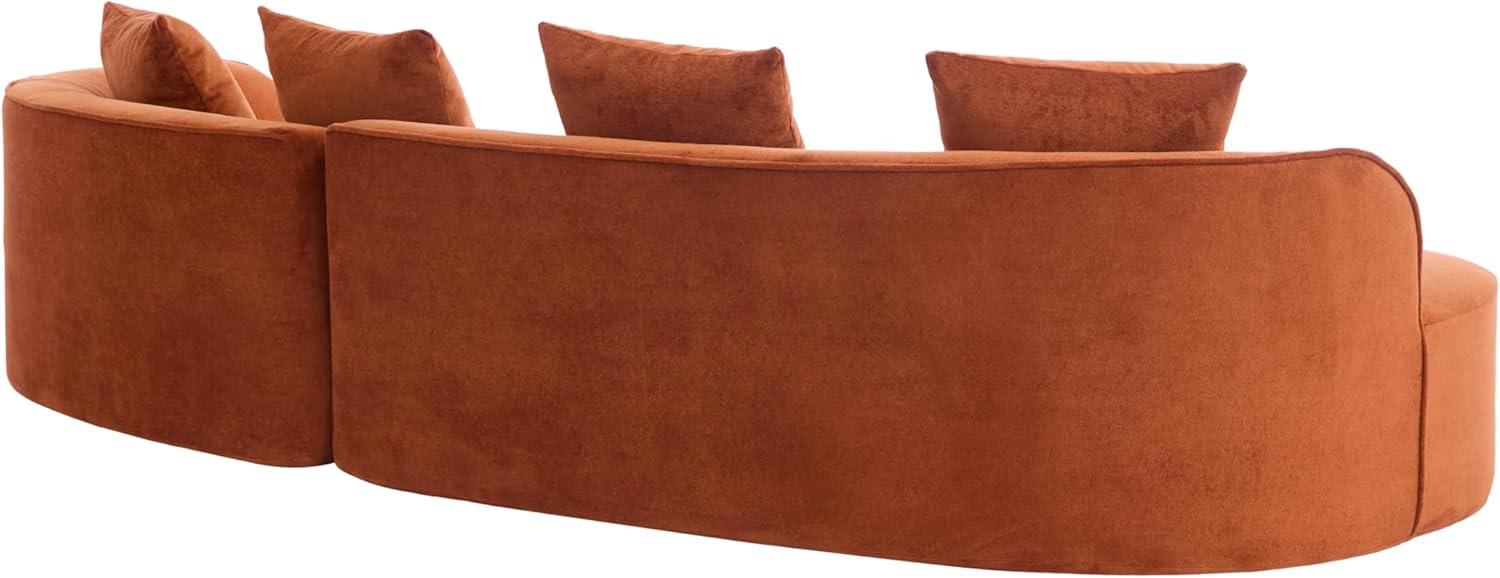 image:imageChristopher Knight Home Braebt 126 Comfy Upholstered Cloud Couch 5Seater Sofa Couches Curved Modular Sectional Sofa with 4 Throw Pillows for Living Room Study No Assembly Required AlmondDark Orange