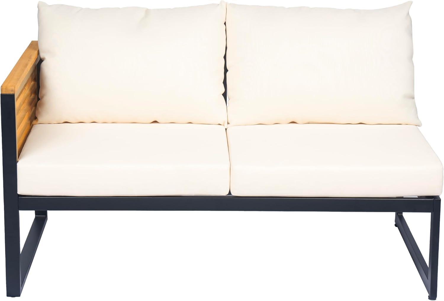 image:imageChristopher Knight Home Gevin 5Seater Acacia Wood Metal Patio Furniture Set Outdoor Sectional Conversation Club Chair Sofa Corner Chat Set with Coffee Table for Backyard or Balcony TeakBeigeBlackTeakbeigeblack