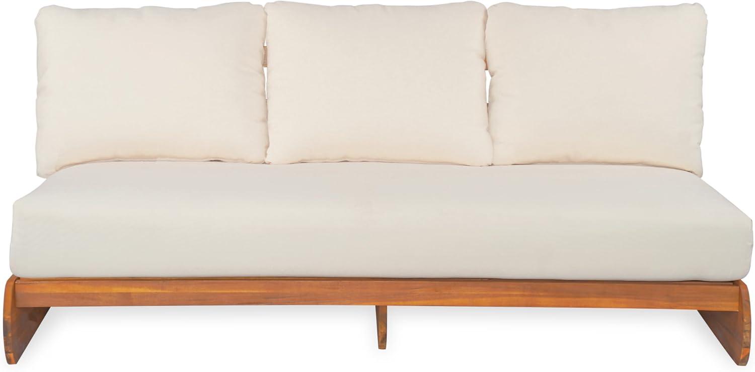 image:imageChristopher Knight Home Poppy 2 Piece Patio Conversation Set with Cushion Acacia Wood 6 Seater Outdoor Sofa Chat Set Outdoor Sectional Sofa Set of 2 for Patio Furniture Set TeakBeigeTeakbeige
