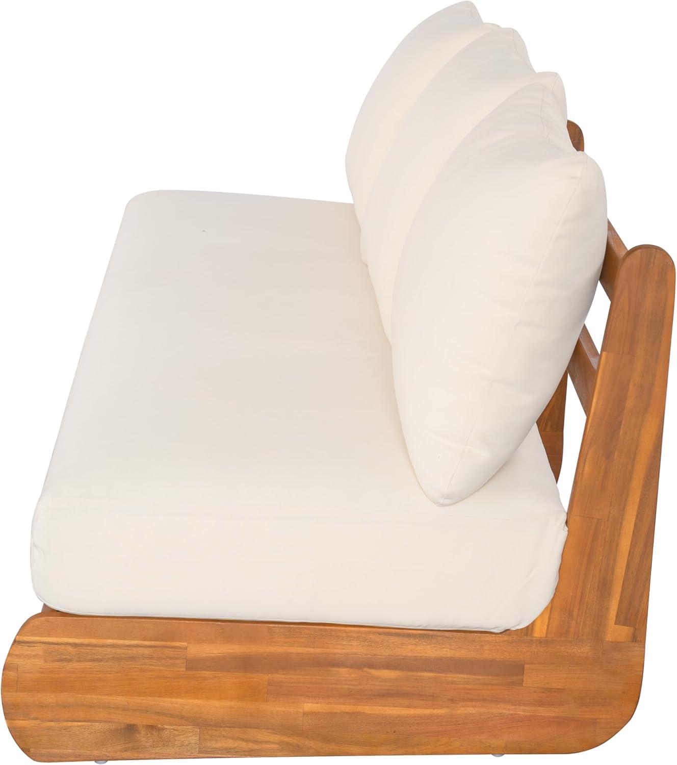 image:imageChristopher Knight Home Poppy 2 Piece Patio Conversation Set with Cushion Acacia Wood 6 Seater Outdoor Sofa Chat Set Outdoor Sectional Sofa Set of 2 for Patio Furniture Set TeakBeigeTeakbeige