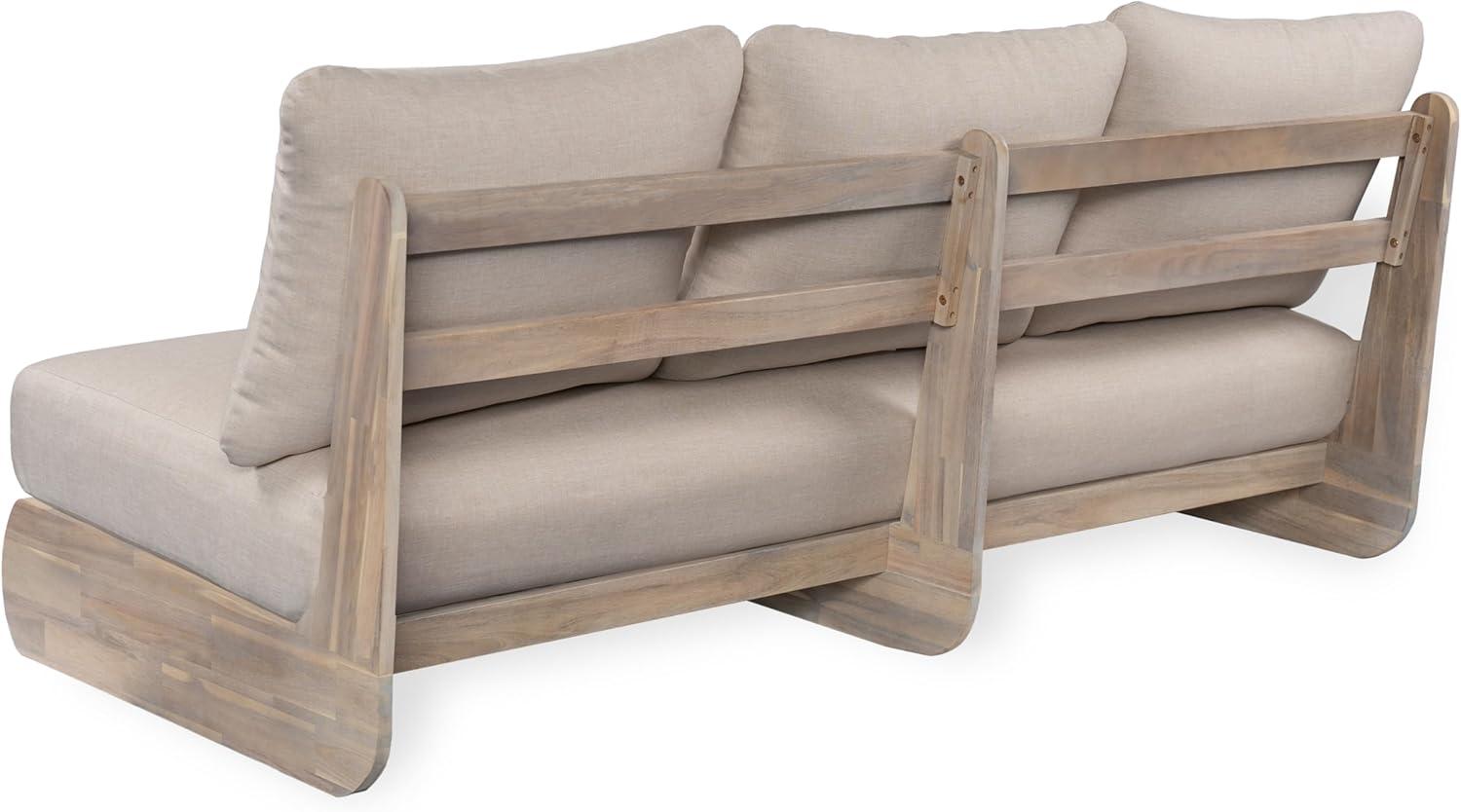image:imageChristopher Knight Home Poppy Acacia Wood Outdoor 3 Seater Sofa with Cushion Wooden Patio Sofa Couch with Cushion Comfy Armless Cloud Sofa Couch Patio Furniture Sofa Set TeakBeigeAntique Greygrey