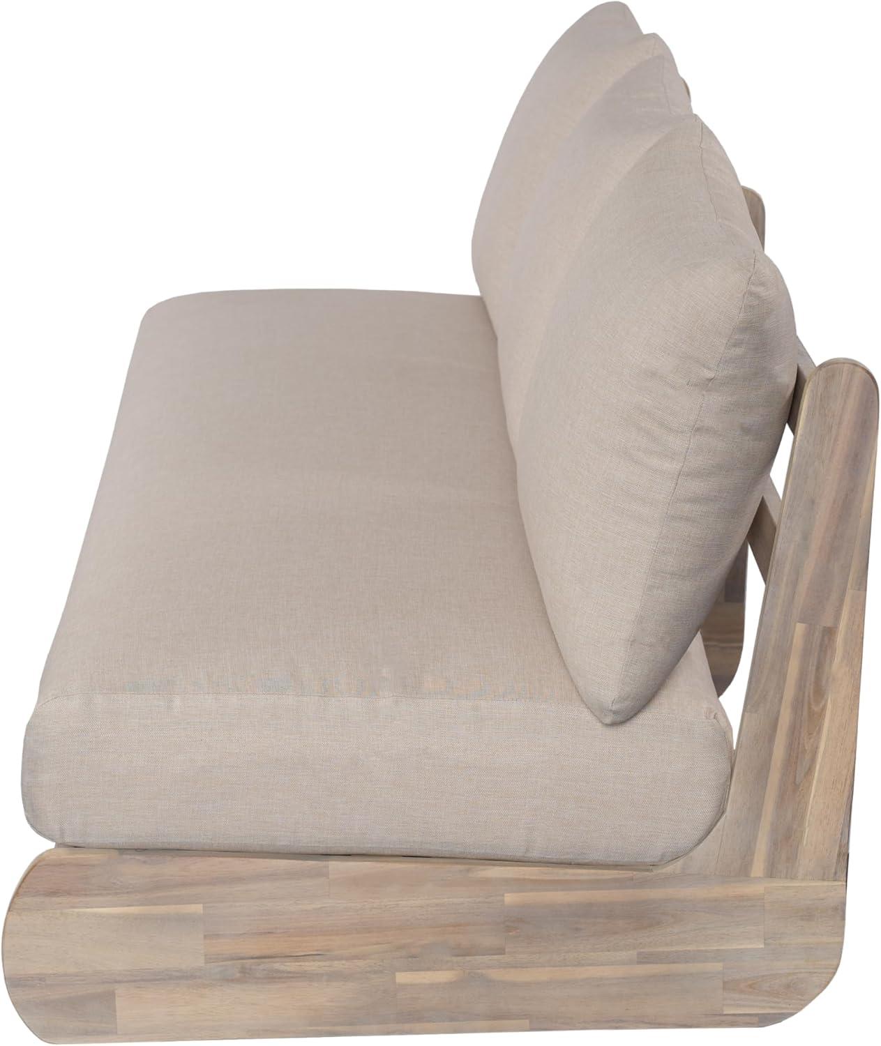 image:imageChristopher Knight Home Poppy Acacia Wood Outdoor 3 Seater Sofa with Cushion Wooden Patio Sofa Couch with Cushion Comfy Armless Cloud Sofa Couch Patio Furniture Sofa Set TeakBeigeAntique Greygrey