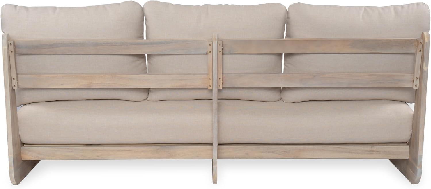 image:imageChristopher Knight Home Poppy Acacia Wood Outdoor 3 Seater Sofa with Cushion Wooden Patio Sofa Couch with Cushion Comfy Armless Cloud Sofa Couch Patio Furniture Sofa Set TeakBeigeAntique Greygrey