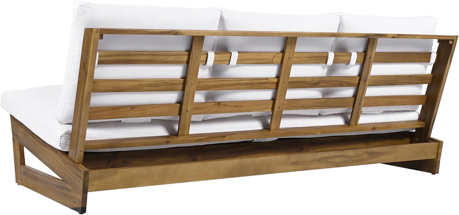image:imageChristopher Knight Home Wicos Modern Acacia Wood Outdoor Sofa with Cushion Wood Patio Sofa Chair Armless Design Garden Backyard Outdoor Lounge Sofa Couch with WaterResistant Cushion TeakWhite