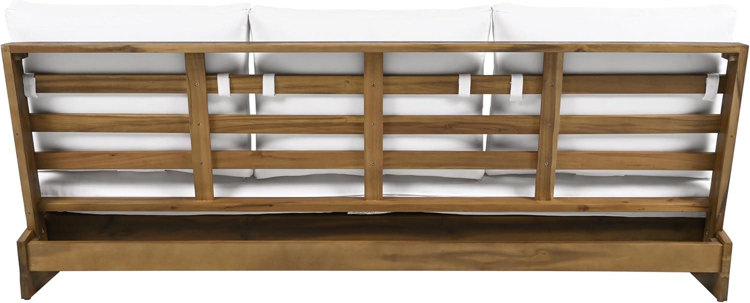 image:imageChristopher Knight Home Wicos Modern Acacia Wood Outdoor Sofa with Cushion Wood Patio Sofa Chair Armless Design Garden Backyard Outdoor Lounge Sofa Couch with WaterResistant Cushion TeakWhite