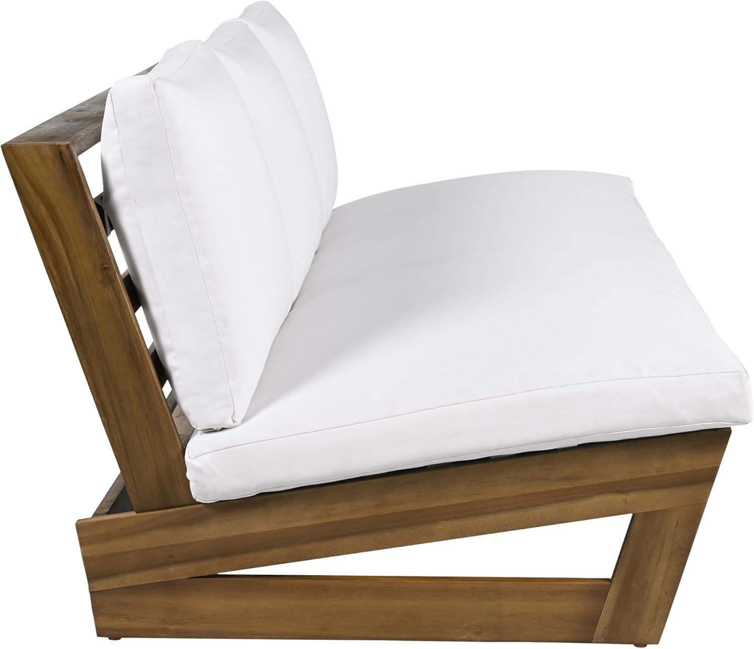 image:imageChristopher Knight Home Wicos Modern Acacia Wood Outdoor Sofa with Cushion Wood Patio Sofa Chair Armless Design Garden Backyard Outdoor Lounge Sofa Couch with WaterResistant Cushion TeakWhite