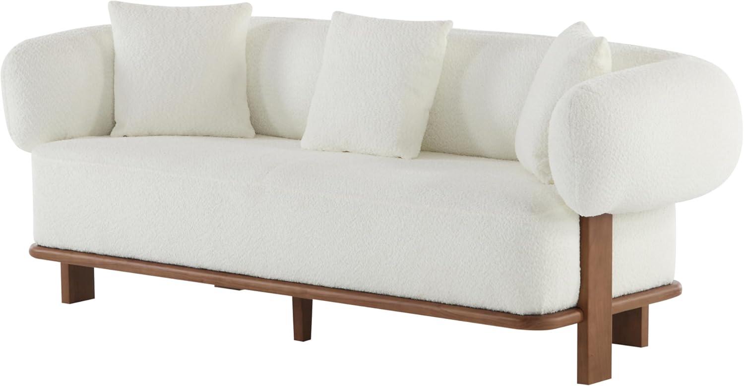 image:imageChristopher Knight Home Yule Living Room Wooden 3Seater SofaBoucle Fabric Upholstered Lounge Sofa CouchHome OfficeBedroom Sofa Chair with Accent PillowComfy Reading Cloud SofaMilky White BrownMilky White Brown