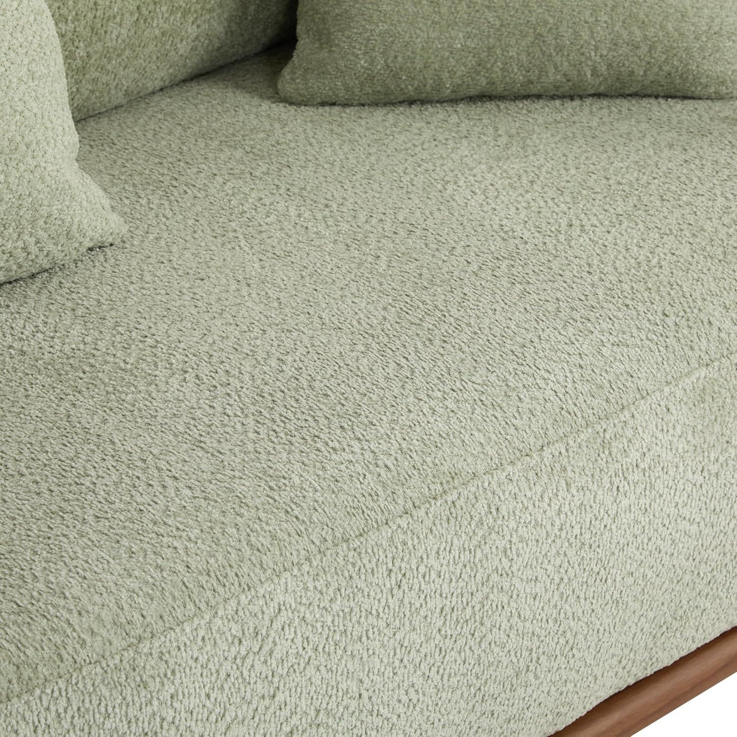 image:imageChristopher Knight Home Yule Living Room Wooden 3Seater SofaBoucle Fabric Upholstered Lounge Sofa CouchHome OfficeBedroom Sofa Chair with Accent PillowComfy Reading Cloud SofaMilky White BrownLight Green Brown