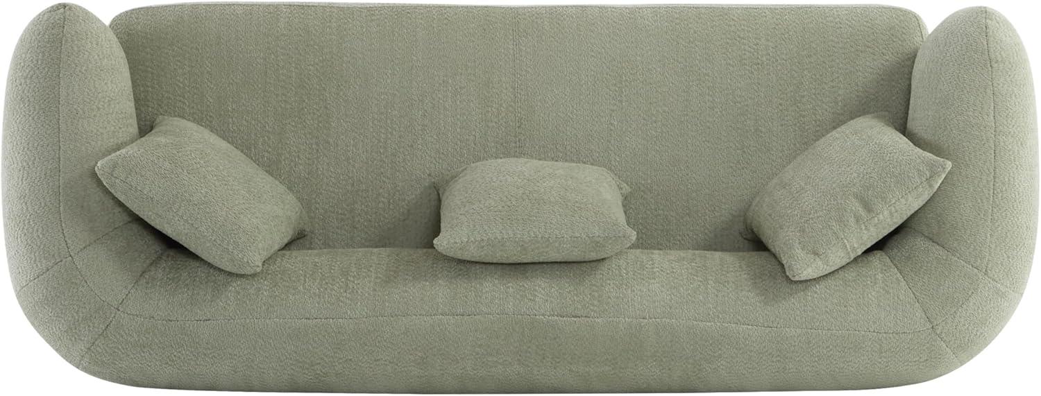 image:imageChristopher Knight Home Yule Living Room Wooden 3Seater SofaBoucle Fabric Upholstered Lounge Sofa CouchHome OfficeBedroom Sofa Chair with Accent PillowComfy Reading Cloud SofaMilky White BrownLight Green Brown