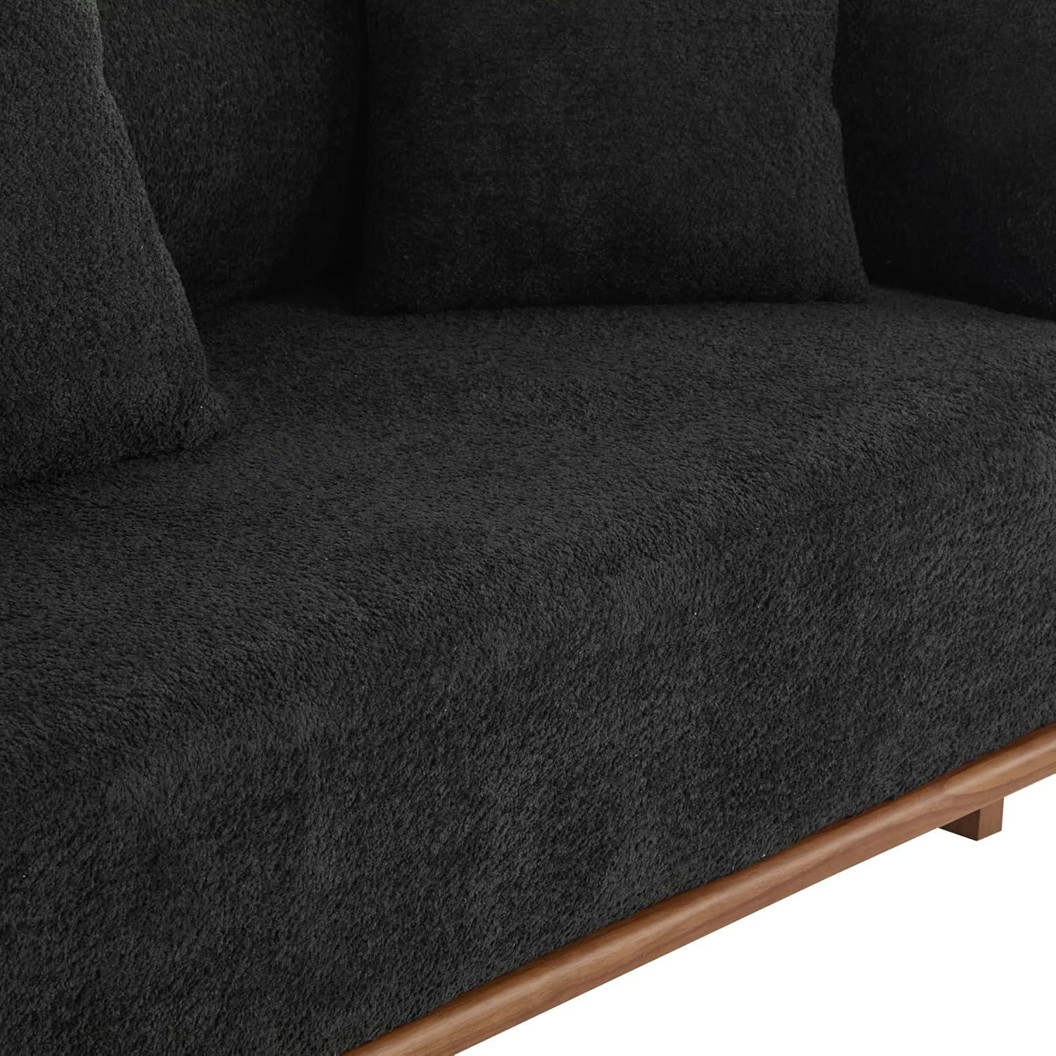 image:imageChristopher Knight Home Yule Living Room Wooden 3Seater SofaBoucle Fabric Upholstered Lounge Sofa CouchHome OfficeBedroom Sofa Chair with Accent PillowComfy Reading Cloud SofaMilky White BrownBlack Brown