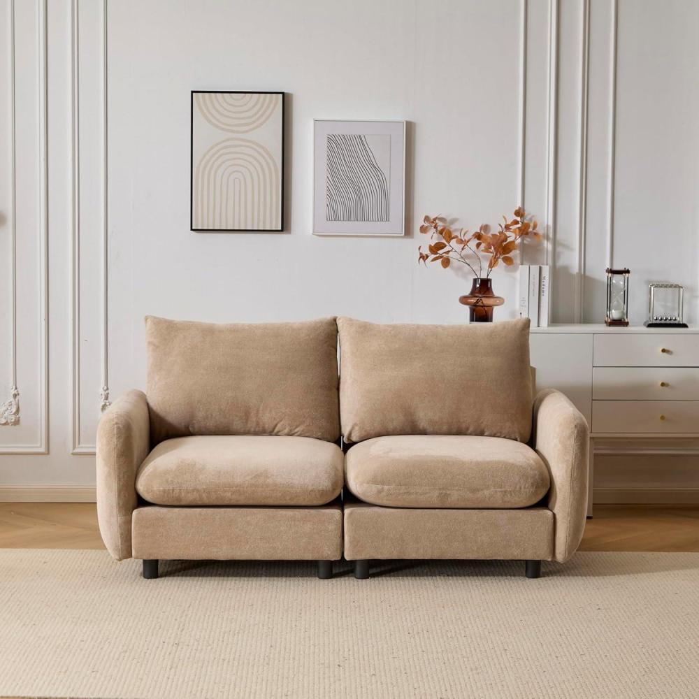 image:imageChristopher Knight Home Bricez 69 Loveseat Upholstered Sofa Modular Couch Oversized Loveseat Spacious Seating Sofa Couch Comfort Sectional Corner Wooden Chair for Living Room Home Office WhiteCamel
