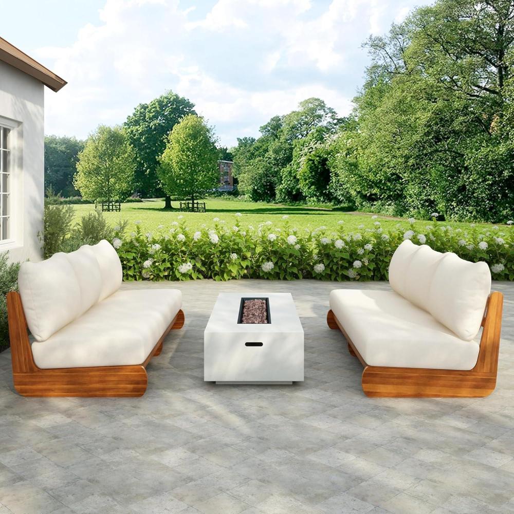 image:imageChristopher Knight Home Poppy 2 Piece Patio Conversation Set with Cushion Acacia Wood 6 Seater Outdoor Sofa Chat Set Outdoor Sectional Sofa Set of 2 for Patio Furniture Set TeakBeigeTeakbeige