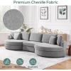 Christopher Knight Home Aekea 129″ Upholstered Sofa Couch, Modern Curved 3-Seater Sofa with 2 Throw Pillows, Cozy Chenille Fabric Sectional Sofa Lounge Couch for Living Room Home Office, Dark Gray