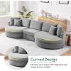 Christopher Knight Home Aekea 129″ Upholstered Sofa Couch, Modern Curved 3-Seater Sofa with 2 Throw Pillows, Cozy Chenille Fabric Sectional Sofa Lounge Couch for Living Room Home Office, Dark Gray