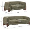 Christopher Knight Home Almad 2 Pieces Sofa Couch Set, Cozy 3-Seater Sofa and Loveseat for Living Room, Upholstered Couch Chair, Soft Seating Lounge Sofa with Wood Frame, Boucle Fabric, Navy Blue(Olive-green)