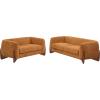 Christopher Knight Home Almad 2 Pieces Sofa Couch Set, Cozy 3-Seater Sofa and Loveseat for Living Room, Upholstered Couch Chair, Soft Seating Lounge Sofa with Wood Frame, Boucle Fabric, Navy Blue(Caramel)
