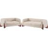 Christopher Knight Home Almad 2 Pieces Sofa Couch Set, Cozy 3-Seater Sofa and Loveseat for Living Room, Upholstered Couch Chair, Soft Seating Lounge Sofa with Wood Frame, Boucle Fabric, Navy Blue(Almond)