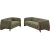 Christopher Knight Home Almad 2 Pieces Sofa Couch Set, Cozy 3-Seater Sofa and Loveseat for Living Room, Upholstered Couch Chair, Soft Seating Lounge Sofa with Wood Frame, Boucle Fabric, Navy Blue(Olive-green)
