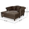 Christopher Knight Home Audrey 62.50″ Tufted Loveseat Chaise, Sleeper Sofa, Scroll Armchair, Upholstered Loveseat Sofa Chair, Large Leisure Couch Bed, Oversized Lounge Chair for Living Room, Blue(Brown)
