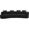Christopher Knight Home Braebt 126″ Comfy Upholstered Cloud Couch, 5-Seater Sofa Couches, Curved Modular Sectional Sofa with 4 Throw Pillows for Living Room, Study, No Assembly Required, Almond(Black)