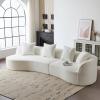 Christopher Knight Home Braebt 126″ Comfy Upholstered Cloud Couch, 5-Seater Sofa Couches, Curved Modular Sectional Sofa with 4 Throw Pillows for Living Room, Study, No Assembly Required, Almond(Beige)