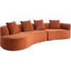 Christopher Knight Home Braebt 126″ Comfy Upholstered Cloud Couch, 5-Seater Sofa Couches, Curved Modular Sectional Sofa with 4 Throw Pillows for Living Room, Study, No Assembly Required, Almond(Dark Orange)