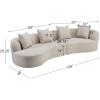Christopher Knight Home Braebt 126″ Comfy Upholstered Cloud Couch, 5-Seater Sofa Couches, Curved Modular Sectional Sofa with 4 Throw Pillows for Living Room, Study, No Assembly Required, Almond(Almond)