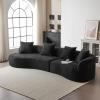 Christopher Knight Home Braebt 126″ Comfy Upholstered Cloud Couch, 5-Seater Sofa Couches, Curved Modular Sectional Sofa with 4 Throw Pillows for Living Room, Study, No Assembly Required, Almond(Black)