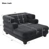 Christopher Knight Home Guti 52.4″ Chaise Lounge Chair Indoor, Chenille Upholstered Sofa Bed Couch with Deep Seat, Modern Comfy Lounger with Layered Armrests, Sleeper Sofa for Living Room, Grey(Black)