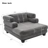 Christopher Knight Home Guti 52.4″ Chaise Lounge Chair Indoor, Chenille Upholstered Sofa Bed Couch with Deep Seat, Modern Comfy Lounger with Layered Armrests, Sleeper Sofa for Living Room, Grey(Grey)