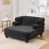 Christopher Knight Home Guti 52.4″ Chaise Lounge Chair Indoor, Chenille Upholstered Sofa Bed Couch with Deep Seat, Modern Comfy Lounger with Layered Armrests, Sleeper Sofa for Living Room, Grey(Black)