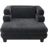 Christopher Knight Home Guti 52.4″ Chaise Lounge Chair Indoor, Chenille Upholstered Sofa Bed Couch with Deep Seat, Modern Comfy Lounger with Layered Armrests, Sleeper Sofa for Living Room, Grey(Black)