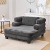 Christopher Knight Home Guti 52.4″ Chaise Lounge Chair Indoor, Chenille Upholstered Sofa Bed Couch with Deep Seat, Modern Comfy Lounger with Layered Armrests, Sleeper Sofa for Living Room, Grey(Grey)
