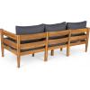 Christopher Knight Home Kavets 76.25” W Outdoor 3 Seater Sofa with 5″ Cushion, Acacia Wood Patio Sofa, Modern Slat Panel Bench, Spacious Seating Couch for Backyard Garden Porch, Light Teak+Dark Gray(Dark Gray)