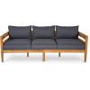 Christopher Knight Home Kavets 76.25” W Outdoor 3 Seater Sofa with 5″ Cushion, Acacia Wood Patio Sofa, Modern Slat Panel Bench, Spacious Seating Couch for Backyard Garden Porch, Light Teak+Dark Gray(Dark Gray)