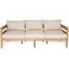 Christopher Knight Home Kavets 76.25” W Outdoor 3 Seater Sofa with 5″ Cushion, Acacia Wood Patio Sofa, Modern Slat Panel Bench, Spacious Seating Couch for Backyard Garden Porch, Light Teak+Dark Gray(Light Teak+beige)