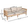 Christopher Knight Home Kavets 76.25” W Outdoor 3 Seater Sofa with 5″ Cushion, Acacia Wood Patio Sofa, Modern Slat Panel Bench, Spacious Seating Couch for Backyard Garden Porch, Light Teak+Dark Gray(Light Teak+beige)