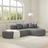 Christopher Knight Home Mirod Sectional Cornor Sofa, L-Shaped Chaise Couch, Mocular Lounge Chair, Spacious Seating Couch, Curve Seat with Wide Stitching, Reading Sofa for Living Room Homerest, Gray(Grey)