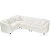 Christopher Knight Home Negav L-Shaped Upholstered Living Room Sofa, Boucle Fabric Modern Curved Sectional Sofa, Wooden Large Sofa Couch for Living Room, Home Office, Light Beige(Light Beige)