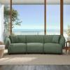Christopher Knight Home Obito Boucle Upholstered 3-Seater Sofa, Modern Home Sofa Living Room, Wooden Large Upholstered Sofa Couch for Apartment/Home Office, Light Beige(Olive Green)