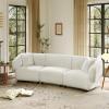 Christopher Knight Home Obito Boucle Upholstered 3-Seater Sofa, Modern Home Sofa Living Room, Wooden Large Upholstered Sofa Couch for Apartment/Home Office, Light Beige(Light Beige)