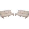 Christopher Knight Home Poppy 2 Piece Patio Conversation Set with Cushion, Acacia Wood 6 Seater Outdoor Sofa Chat Set, Outdoor Sectional Sofa Set of 2 for Patio Furniture Set, Teak+Beige(Antique Grey+grey)