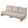 Christopher Knight Home Poppy 2 Piece Patio Conversation Set with Cushion, Acacia Wood 6 Seater Outdoor Sofa Chat Set, Outdoor Sectional Sofa Set of 2 for Patio Furniture Set, Teak+Beige(Antique Grey+grey)