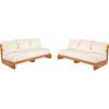 Christopher Knight Home Poppy 2 Piece Patio Conversation Set with Cushion, Acacia Wood 6 Seater Outdoor Sofa Chat Set, Outdoor Sectional Sofa Set of 2 for Patio Furniture Set, Teak+Beige(Teak+beige)